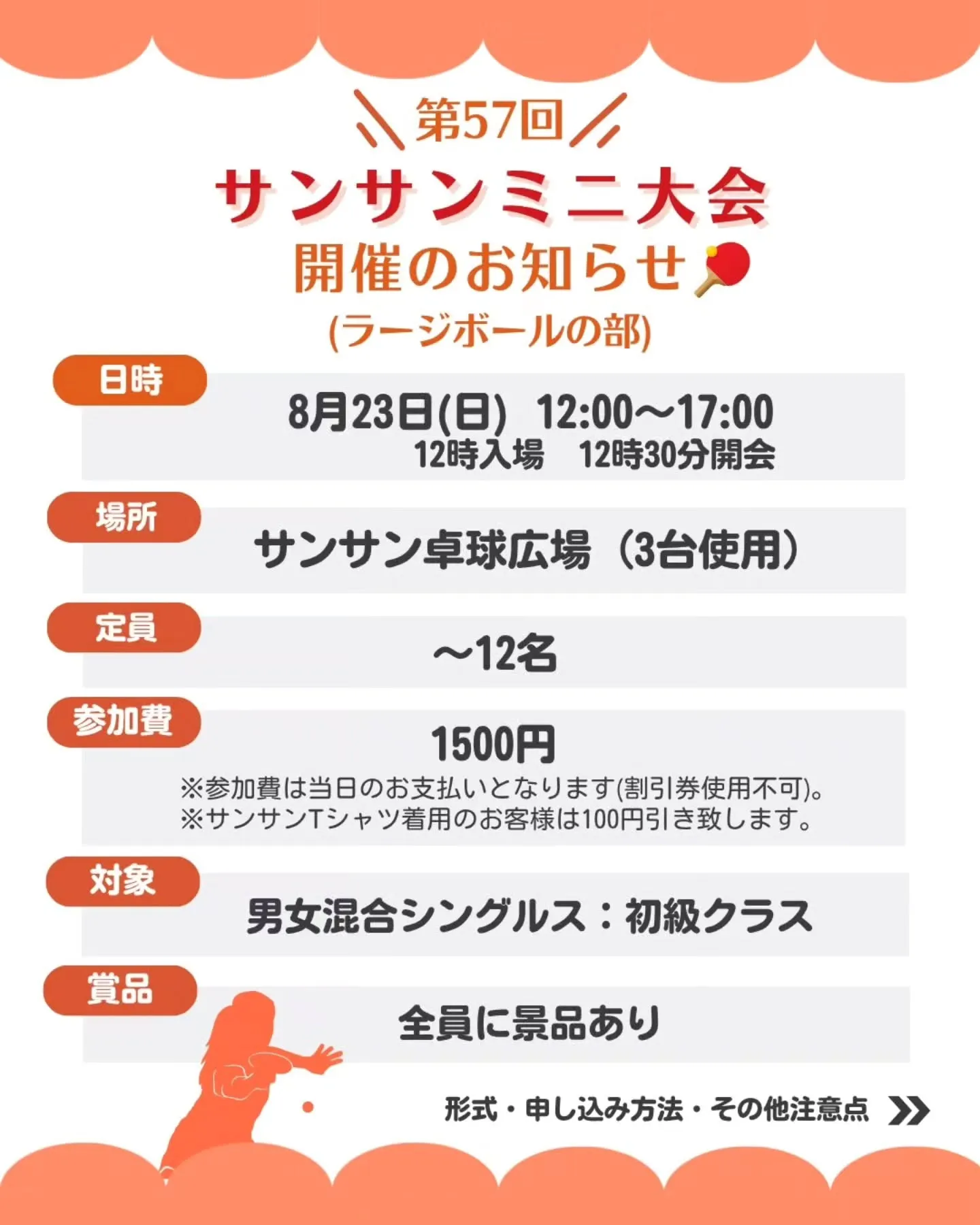 \第57回サンサンミニ大会開催のお知らせ🏓/